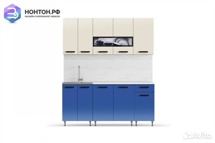 Кухня Рио-2 1.8м бежевый / синий