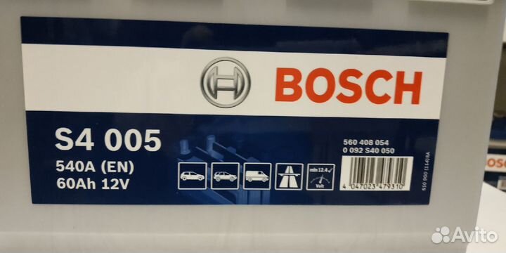 Аккумулятор 60Ah Bosch 540A S4 005 обратной полярн