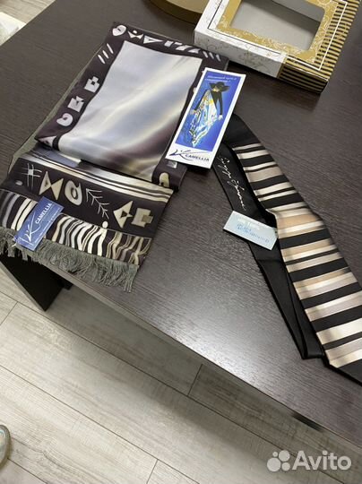 Камелия роспись ручная галстук и шарф