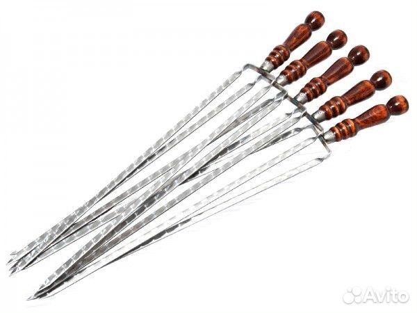 Шампур двойной (вилка) 40 см с деревянной ручкой