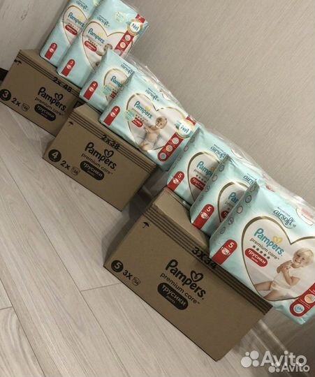 Pampers 6трусики, premium care 3,4,6