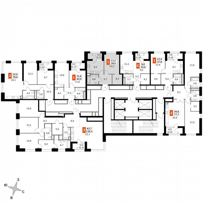1-к. квартира, 39 м², 44/46 эт.