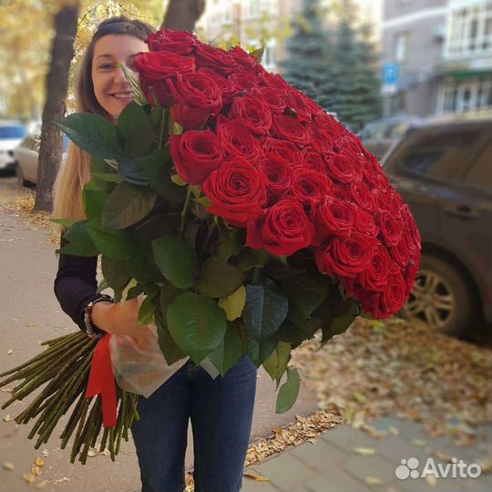 Букет 101 роза 80см