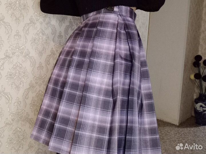 Плиссированная юбка фиолетовая