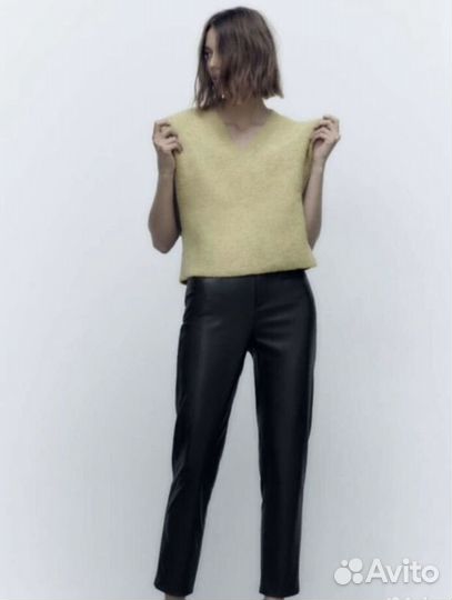 Брюки кожаные zara
