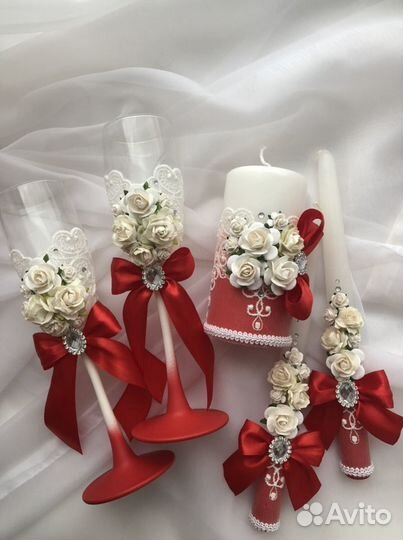 Свадебные аксессуары, свадебный набор,бокалы,свечи