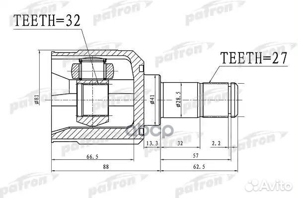 Шрус внутренний 27x41x32 mitsubishi eclipse SPY