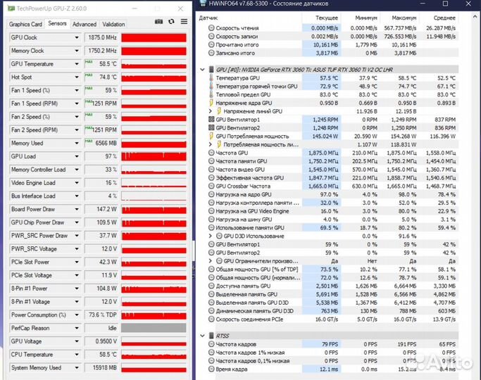 Видеокарта Asus TUF RTX 3060 Ti V2 OC