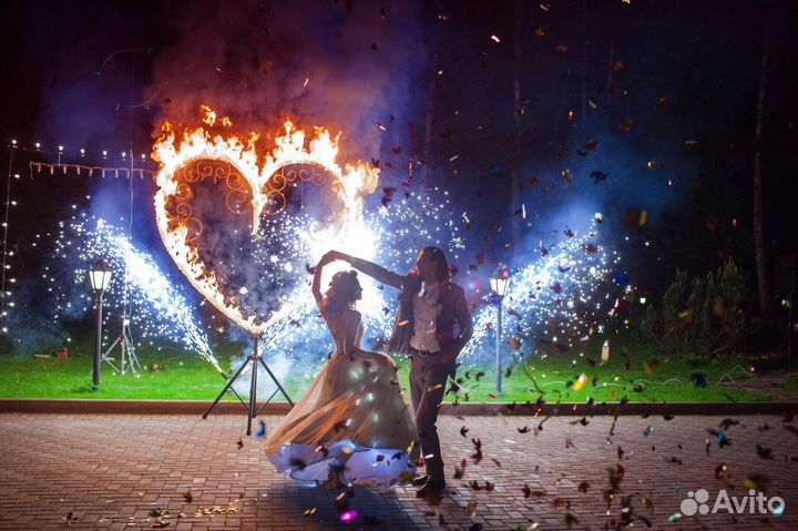 Огненное сердце на свадьбу, фаер шоу
