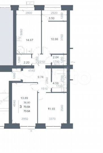 3-к. квартира, 73,5 м², 10/10 эт.