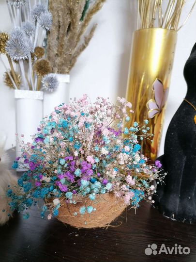 Сухоцветы-злаки,гипсофила, статица