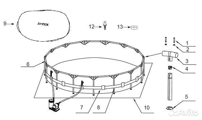 Чаша,детали для каркасного бассейна Intex, Bestway