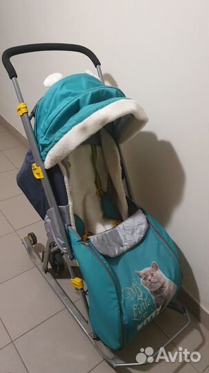 Детские санки коляска с колесами