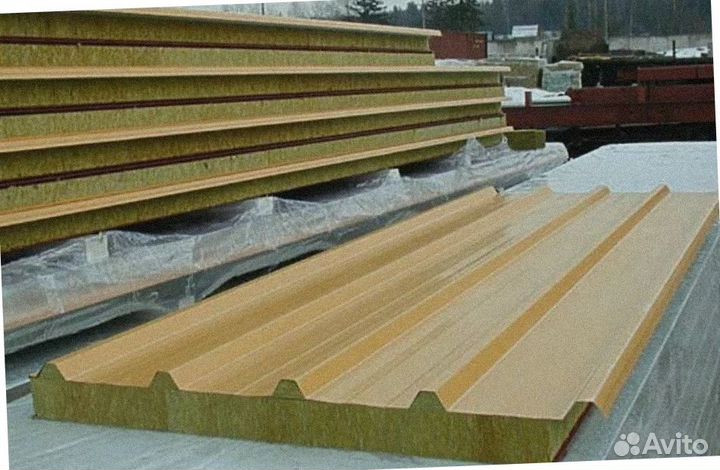 Сэндвич панели (кровельные) минер. вата от 200 м2