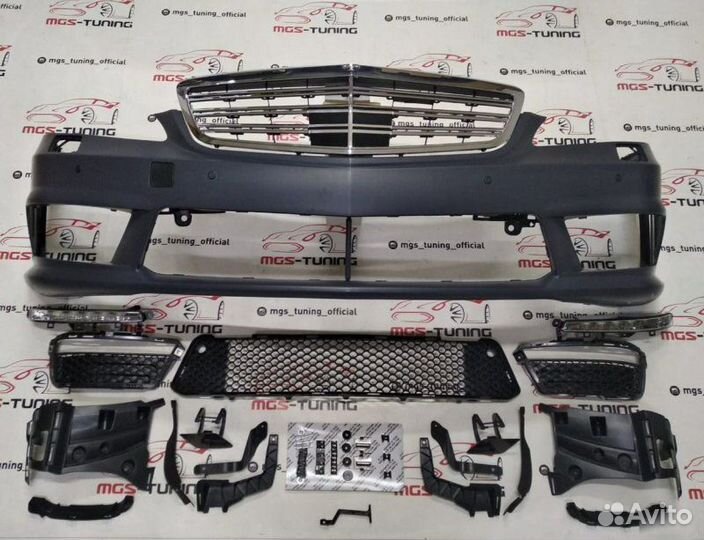 Бампер с решткой Mercedes s-class w221 s63 AMG