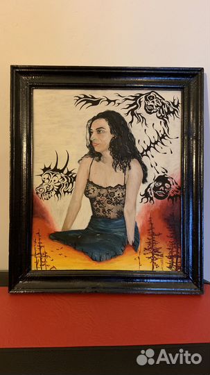 Картина. Матильда в огне. 43х37 см. Масло. 1996 г