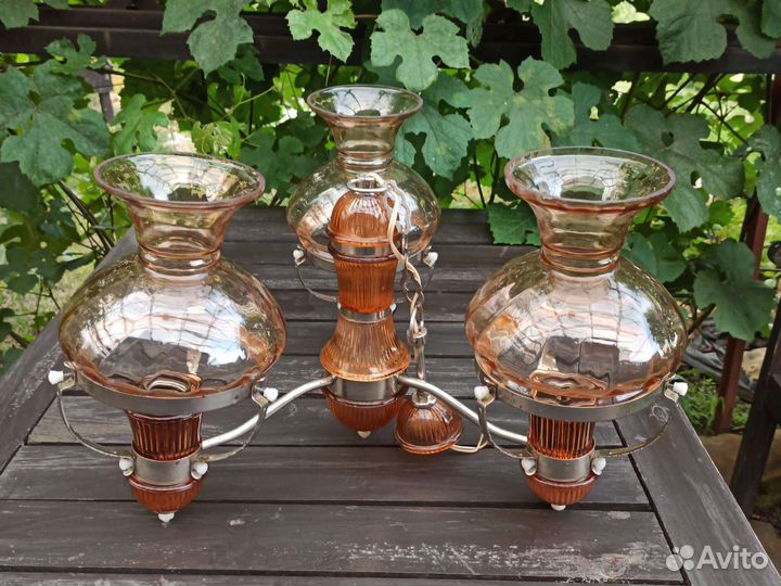 Люстра СССР керосинка карамельное стекло плафон