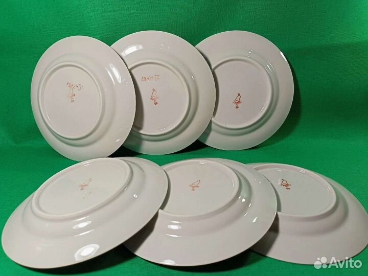 Тарелка, блюдце СССР фарфор Дулево набор 6 шт, нов