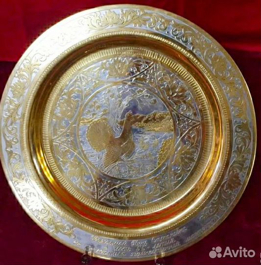 Поднос металл Златоуст Гравюра Подарок Охота