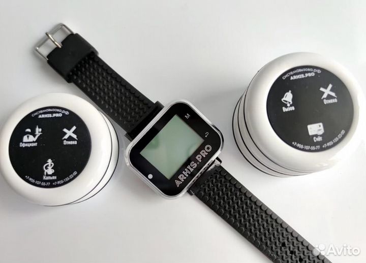 Кнопка вызова официанта в ассортименте с часами