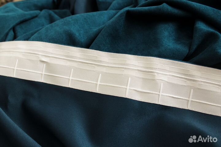 Готовая штора канвас (изумруд)