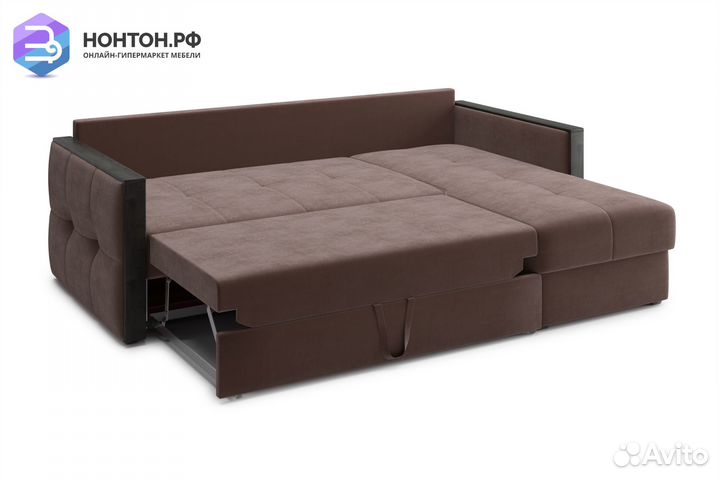 Диван угловой дельфин Инсайд коричневый