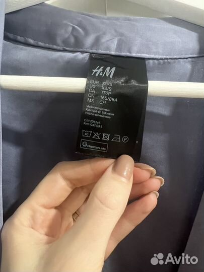 Халат шелковый синий h&m S