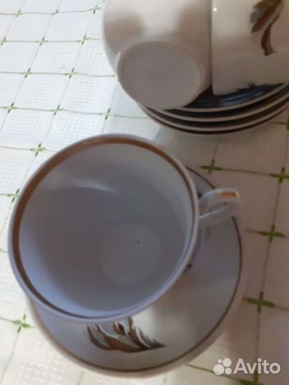 Чашка с блюдцем 5 пар.новые