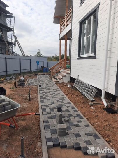 Укладка тротуарной плитки брусчатки отмостка заезд