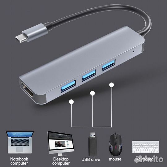 USB Хаб Type-C на MacBook 4в1 brоnkа