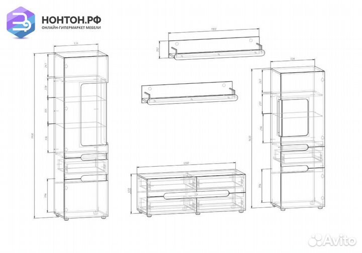 Стенка Палермо-3 ясень шимо светлый / белый глянец