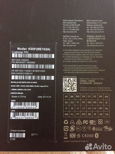 Планшет asus memo Pad 10