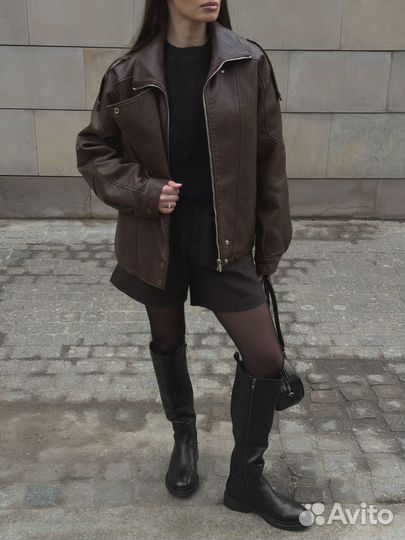 Утепленная кожаная куртка