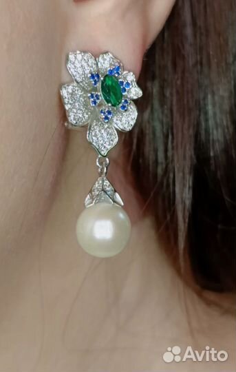 Серьги серебро 925 пробы с пресноводным жемчугом