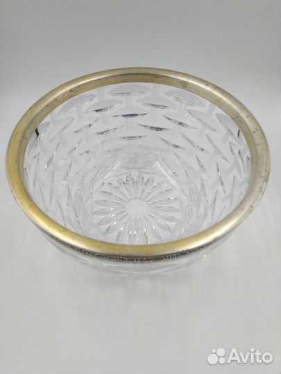Ваза хрусталь мельхиор СССР 70-е годы