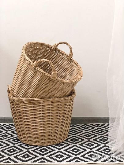 Плетеная корзина для белья, игрушек