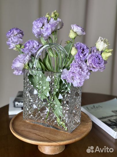 Ваза сумка для цветов стеклянная