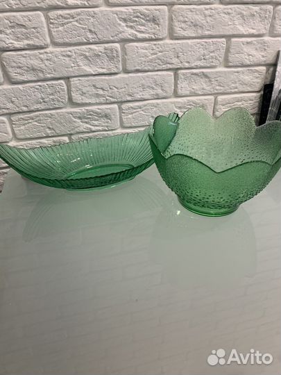 Селёдочница,салатник цветное стекло СССР