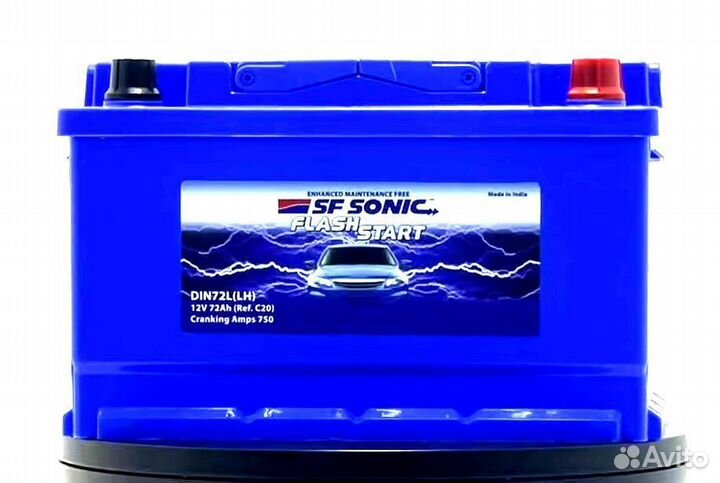Аккумулятор SF sonic 6ст-72.0 низкий