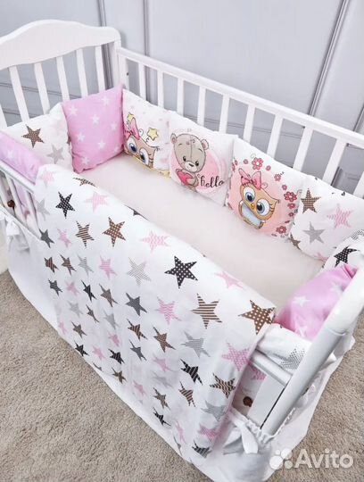 Комплект бортиков с одеялом для кроватки малыша