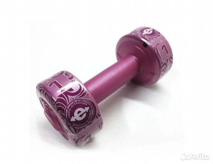 Гантель (корпус пластик) 1кг/шт, розовый