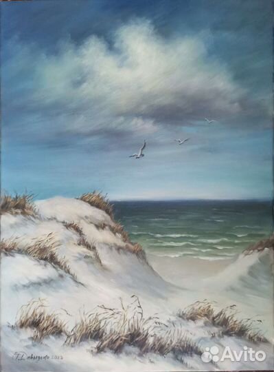 Картина маслом пейзаж дюны 40х30