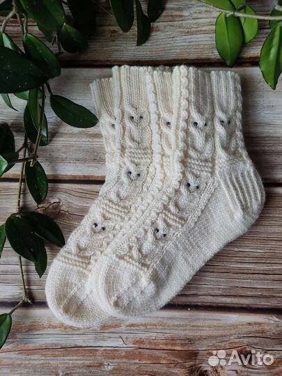 Носки ручной вязки шерстяные