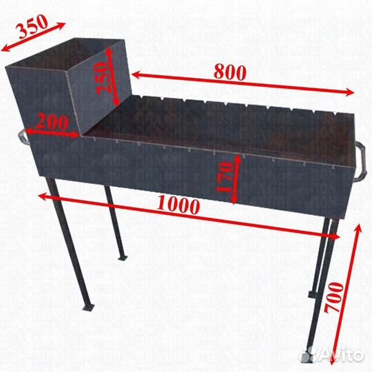 Мангал разборный стенки 3мм с печкой для казана