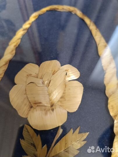 Картина Панно из дерева СССР корзина с цветами