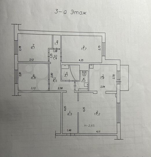 4-к. квартира, 73,1 м², 3/10 эт.