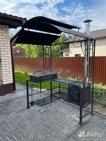 Кованый мангал с печкой