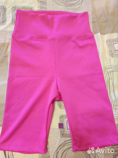 Велосипедки в рубчик розовые