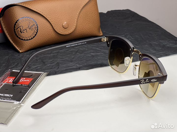 Очки ray ban clubmaster стекло коричневые комплект
