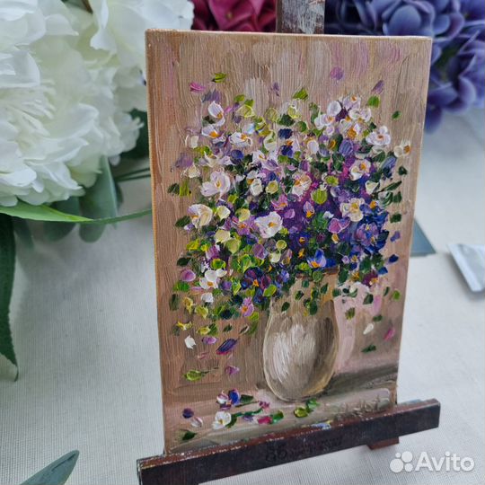 Цветы картина маслом Натюрморт цветы в вазе